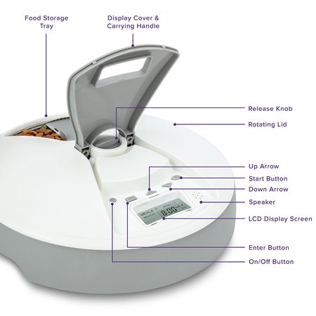 Pawple Automatic Pet Feeder, 6 Meal Food Dispenser for Dogs, Cats & Small Pets PAW6MLWF